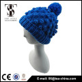 Solid color pom pom knitting Fashion winter hat for young girl